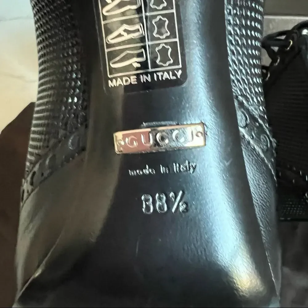 New Gucci Malaga Black Ankle Bootie Pointed Toe Womens size 38 1/2 (EU)